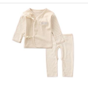 Conjunto de roupas de bebê com listras coloridas de algodão
